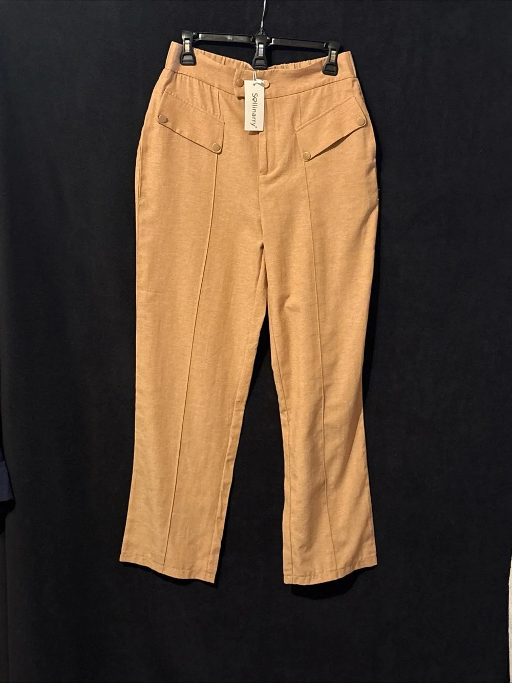 NWT Sollinarry Tan Straight-Leg High-Rise Trousers
